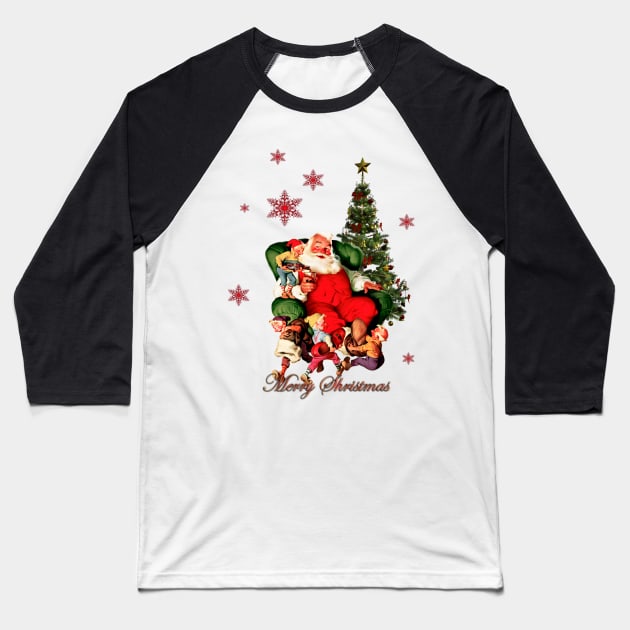 Santas claus wish you a Merry Christmas Baseball T-Shirt by Nicky2342